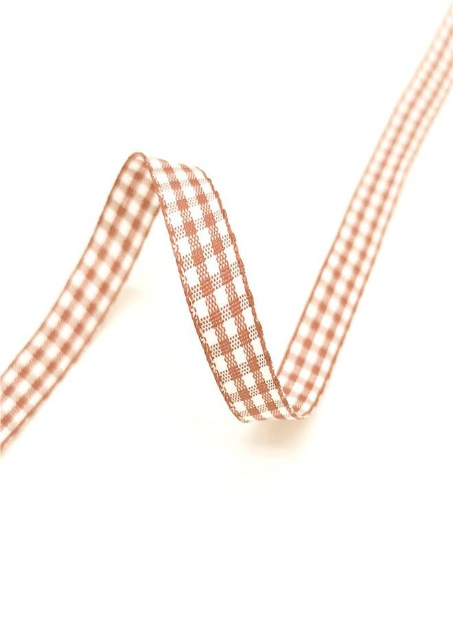 MSCFTFB 50 Yards Narrow Gingham Ribbon 3/8inch Plaid Ribbon Grid Woven Lace Trim for Jewelry Making Gift Wrapping Bows Floral Bouquet Home Decor (Coffee) - Image 2